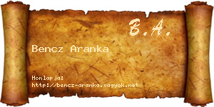 Bencz Aranka névjegykártya